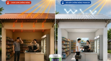 Sơn chống nóng cho cửa hàng tạp hóa
